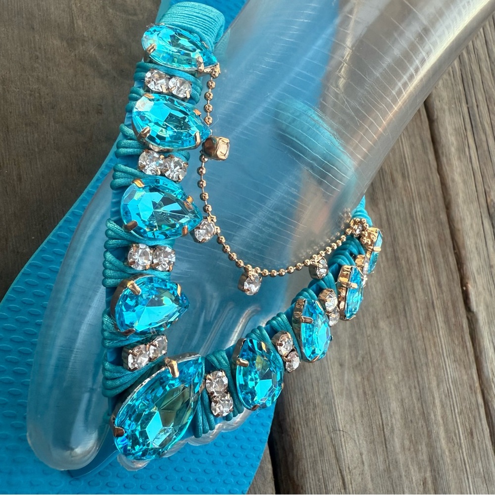HAVAIANAS Vacation Blue SANDALS HANDMADE size 6 - Picture 6 of 10